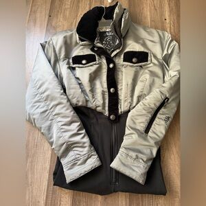 Niles Vintage women’s ski suit snowsuit size medium EUC Black Silver